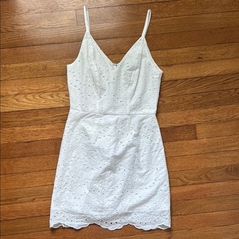 Speechless White Spaghetti Strap Eyelet Sundress Mini